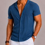 Montvero | Chemise en Lin Homme Texturée à Manches Courtes
