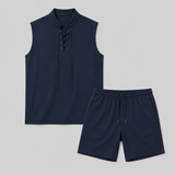 Montvero | Ensemble Homme Sans Manches avec Short et Col Lacé