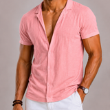 Montvero | Chemise en Lin Homme Texturée à Manches Courtes