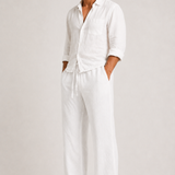 Montvero | Pantalon Homme en Lin et Coton Coupe Relax avec Cordon de Serrage