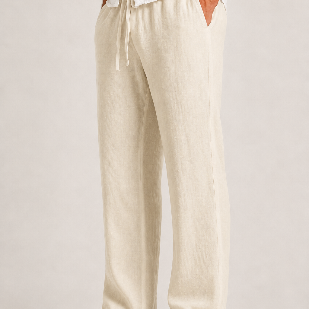 Montvero | Pantalon Homme en Lin et Coton Coupe Relax avec Cordon de Serrage