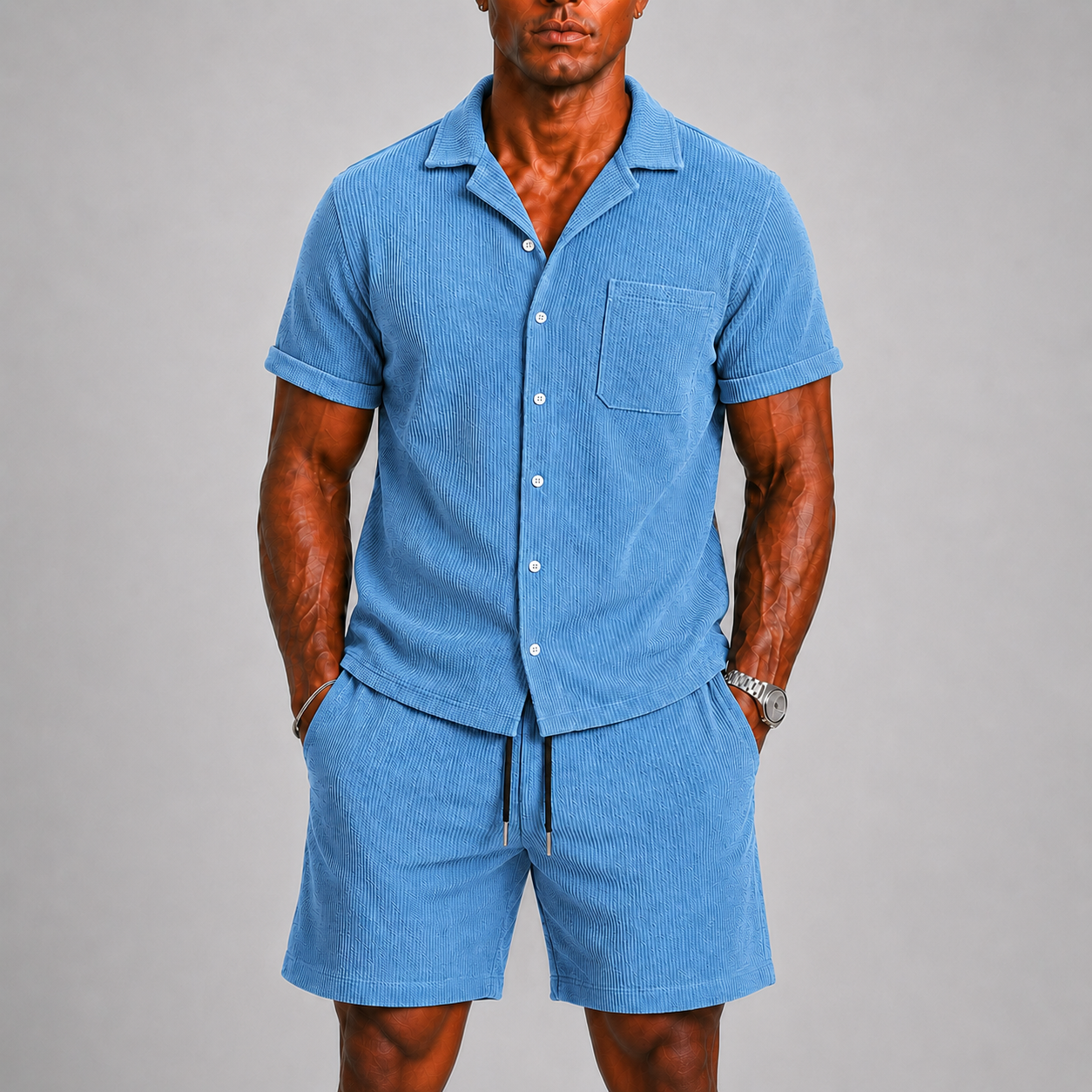 Montvero | Ensemble Homme Texturé avec Chemise et Short