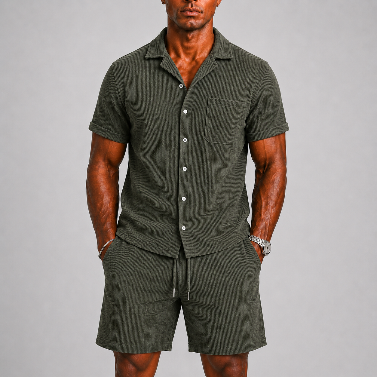 Montvero | Ensemble Homme Texturé avec Chemise et Short