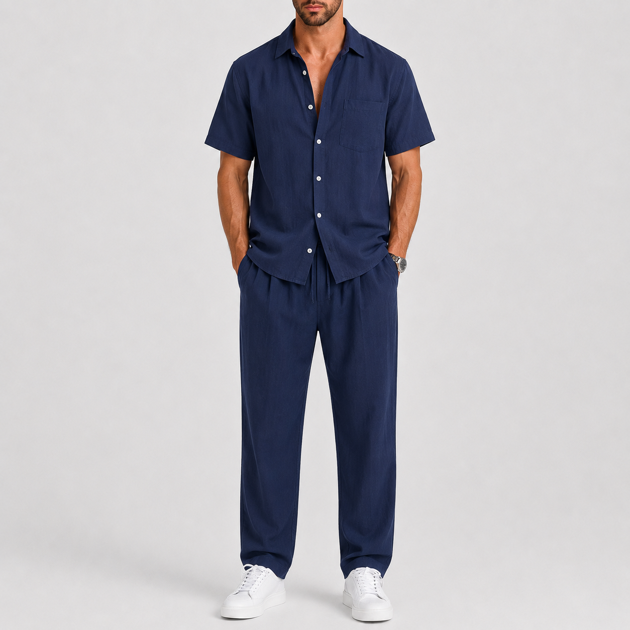 Montvero | Ensemble d'Été Homme Chemise & Pantalon Ample en Lin