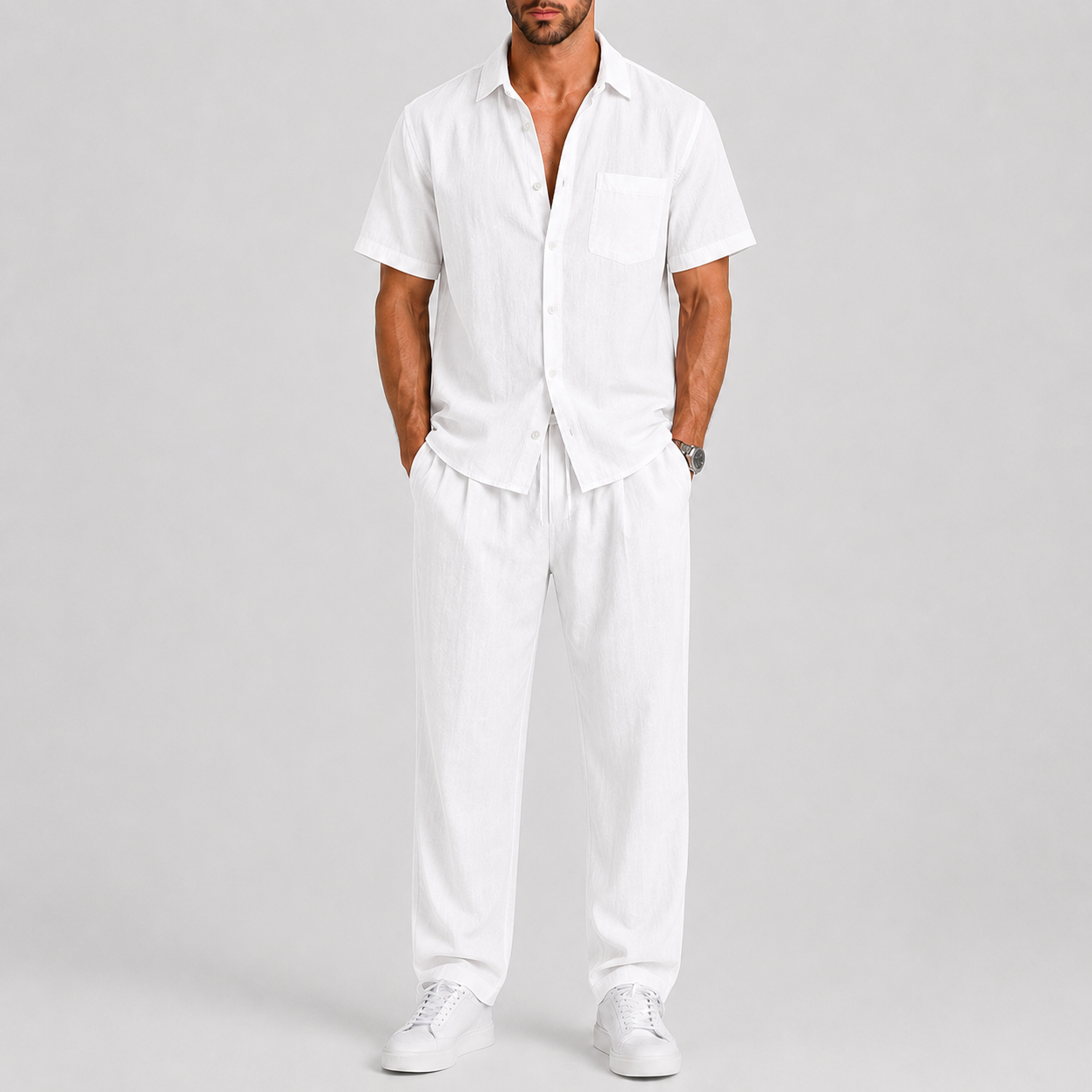 Montvero | Ensemble d'Été Homme Chemise & Pantalon Ample en Lin