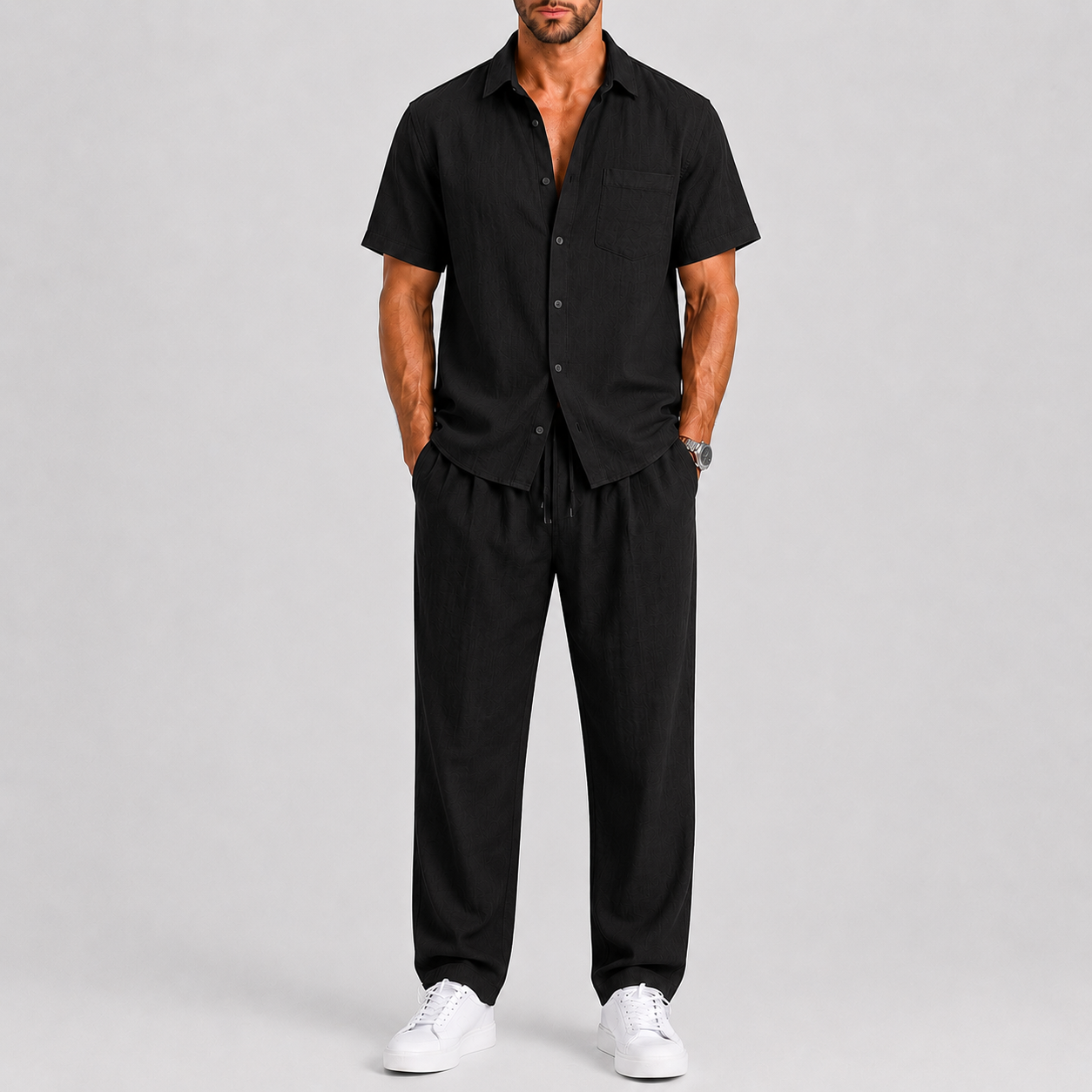 Montvero | Ensemble d'Été Homme Chemise & Pantalon Ample en Lin