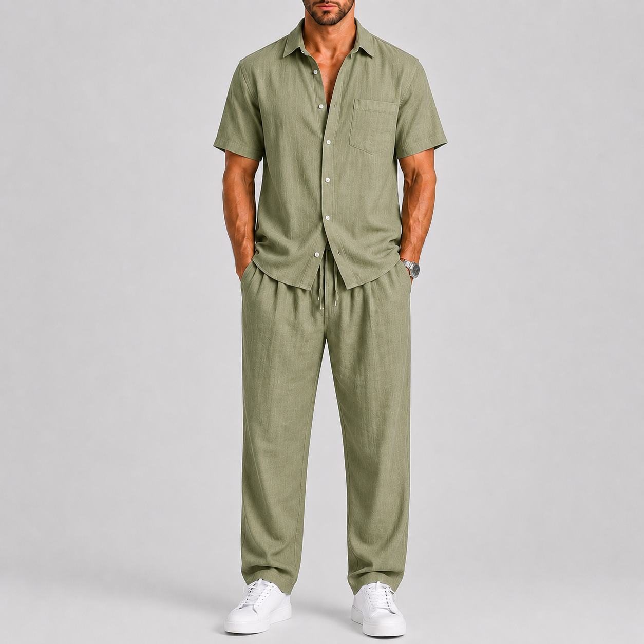 Montvero | Ensemble d'Été Homme Chemise & Pantalon Ample en Lin