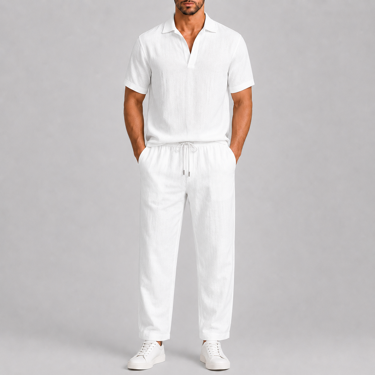 Montvero | Ensemble Homme en Lin Blanc Décontracté