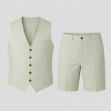 Montvero | Ensemble Homme Gilet en Lin et Short Élégant