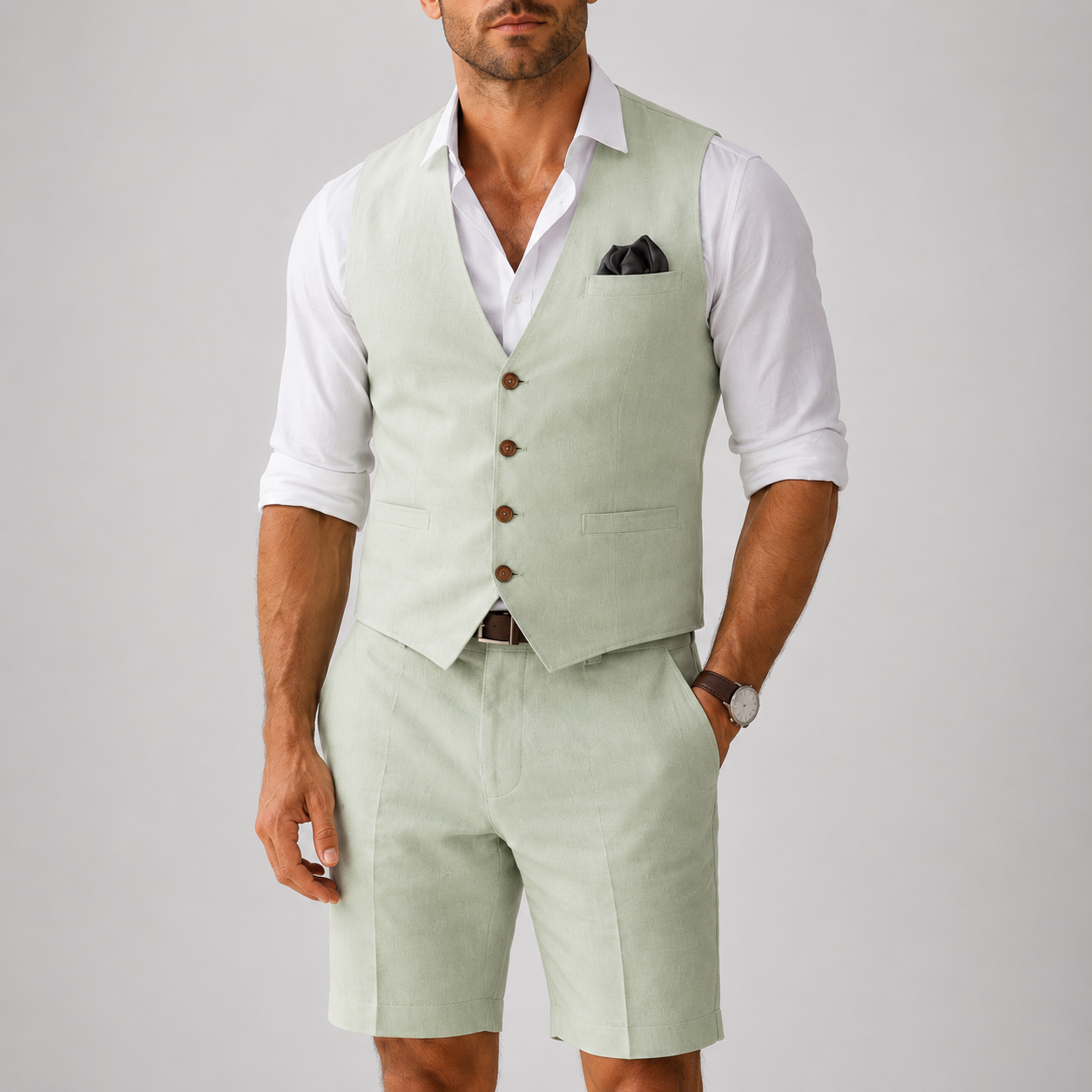 Montvero | Ensemble Homme Gilet en Lin et Short Élégant