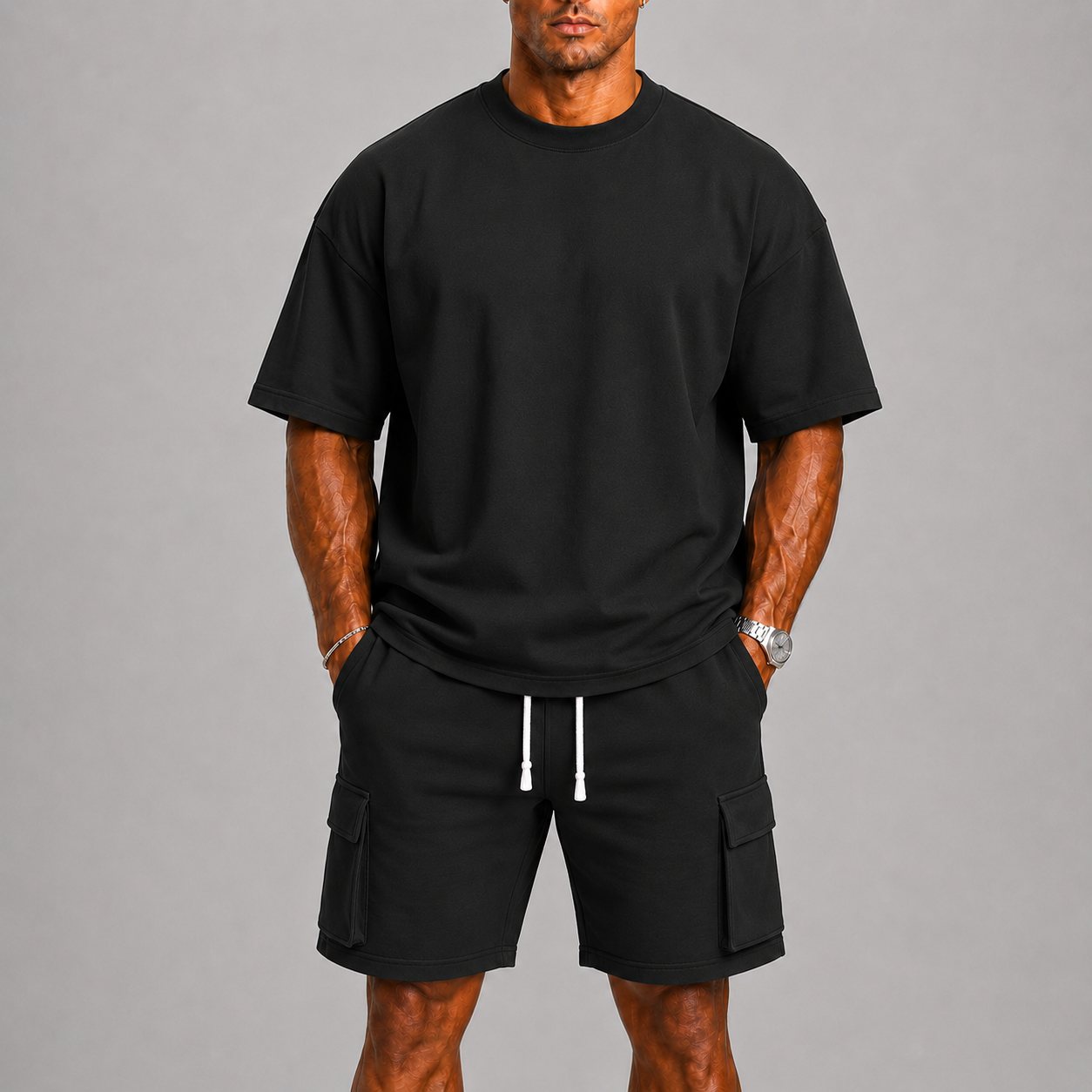 Montvero | Ensemble d'Été Sport Homme avec T-shirt Oversize et Short Cargo
