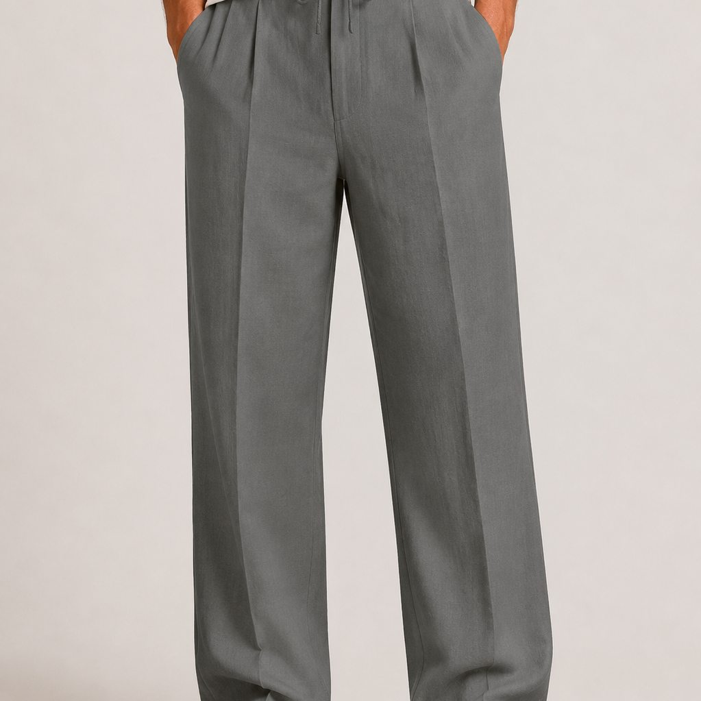 Montvero | Pantalon en Lin Homme Coupe Ample avec Cordon de Serrage