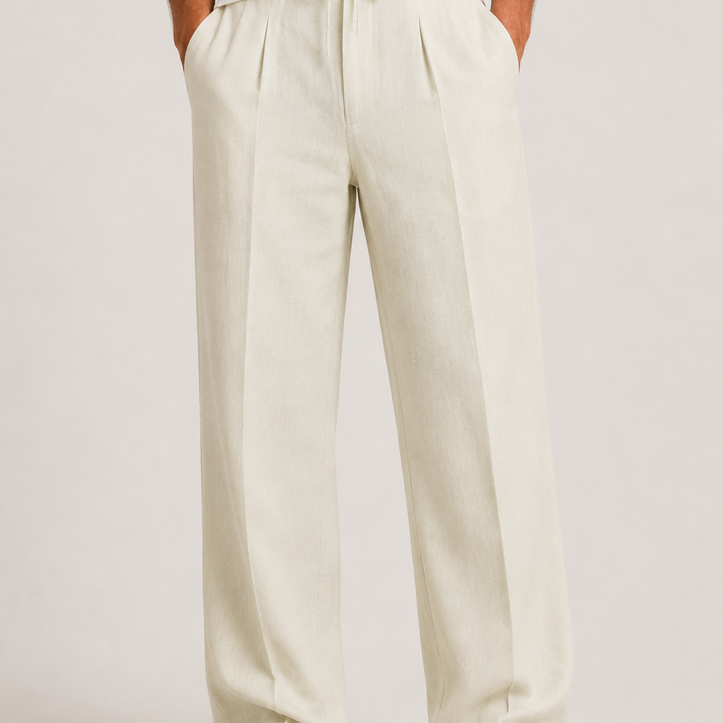 Montvero | Pantalon en Lin Homme Coupe Ample avec Cordon de Serrage