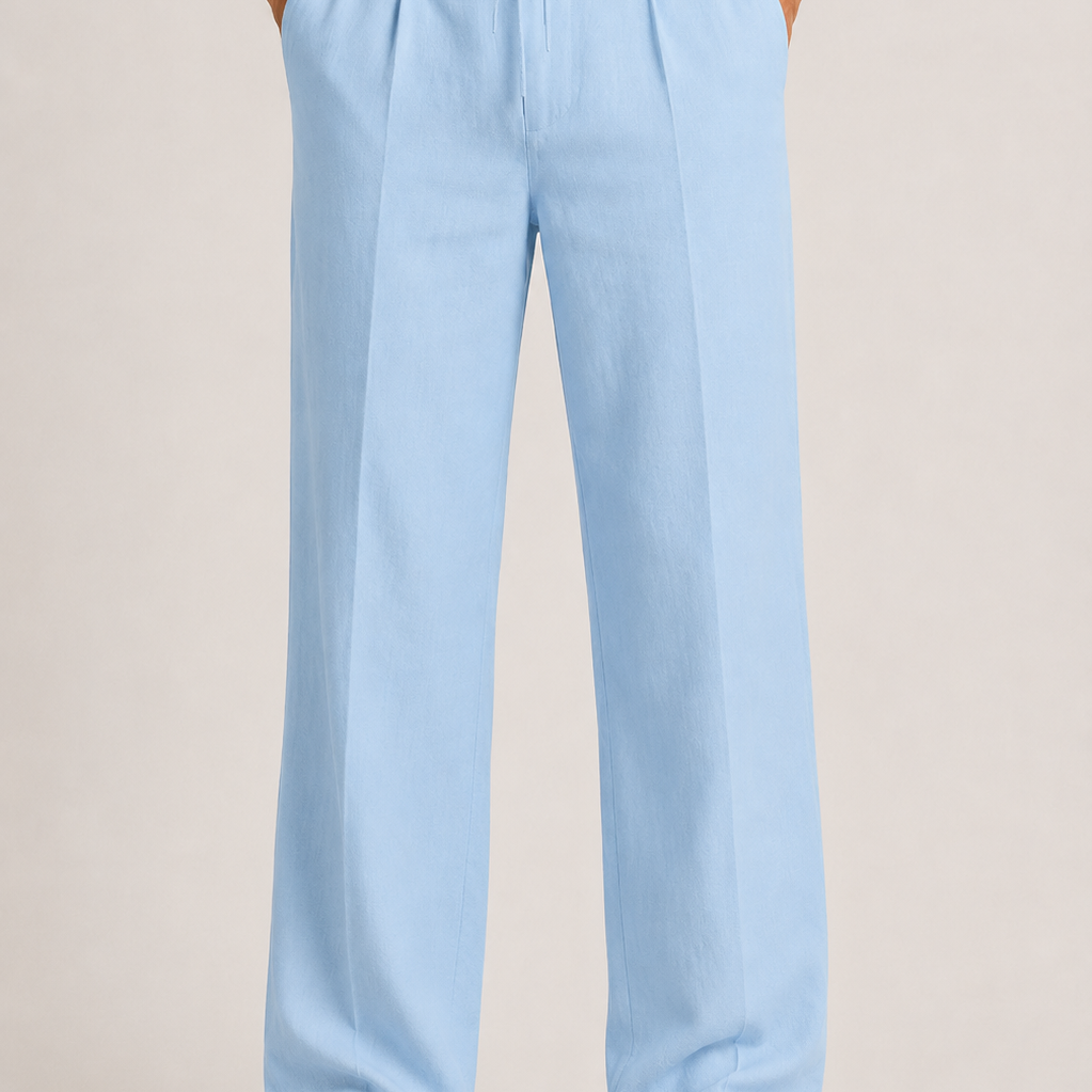 Montvero | Pantalon en Lin Homme Coupe Ample avec Cordon de Serrage