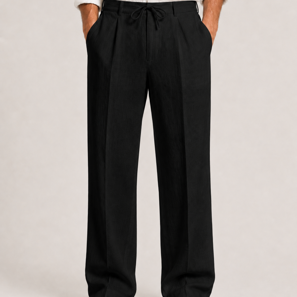 Montvero | Pantalon en Lin Homme Coupe Ample avec Cordon de Serrage