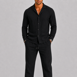 Montvero | Ensemble en Lin Homme avec Col Cubain et Pantalon Élégant