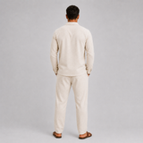 Montvero | Ensemble en Lin Homme avec Col Cubain et Pantalon Élégant