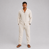 Montvero | Ensemble en Lin Homme avec Col Cubain et Pantalon Élégant