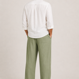Montvero | Pantalon en Lin Homme Coupe Décontractée Taille Élastique