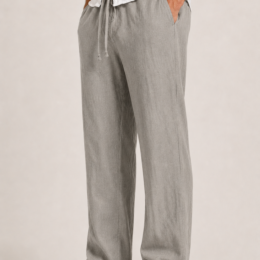 Montvero | Pantalon en Lin Homme Coupe Décontractée Taille Élastique