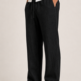 Montvero | Pantalon en Lin Homme Coupe Décontractée Taille Élastique