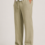Montvero | Pantalon en Lin Homme Coupe Décontractée Taille Élastique