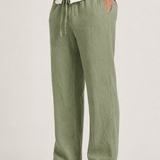 Montvero | Pantalon en Lin Homme Coupe Décontractée Taille Élastique