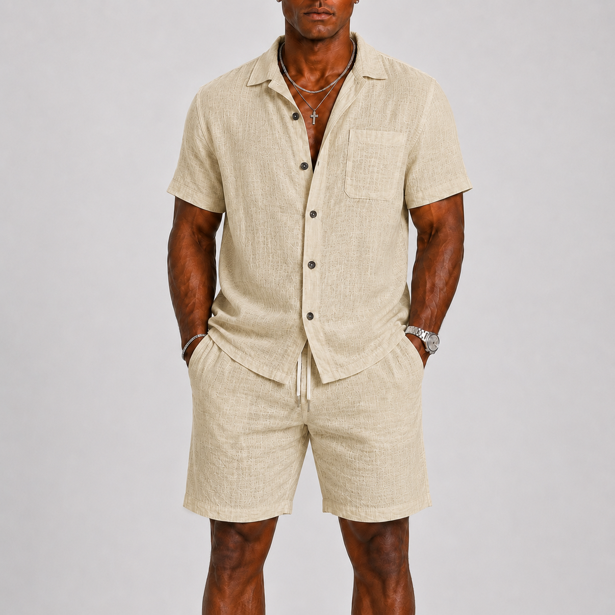 Montvero | Ensemble Homme en Lin Chemise & Short Style Estival Élégant