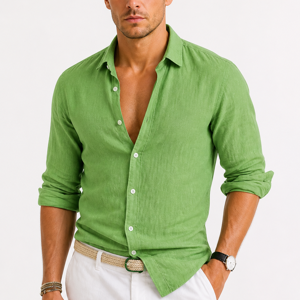 Montvero | Chemise Homme en Lin Col Classique Coupe Ajustée