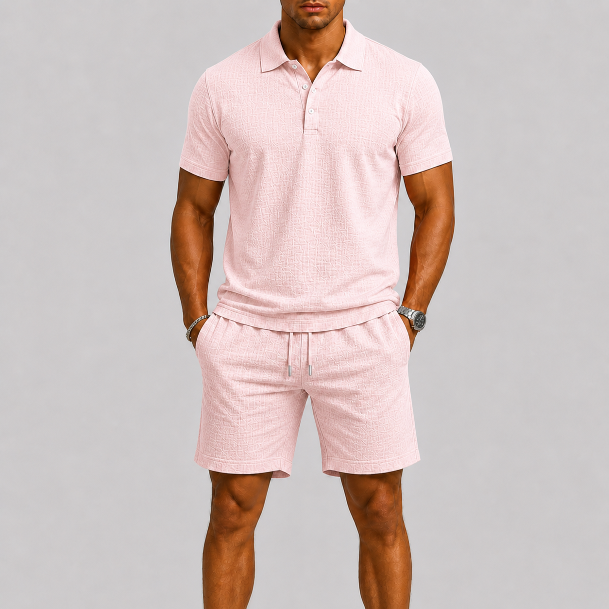 Montvero | Ensemble Jacquard Homme Polo & Short Élégant d'Été