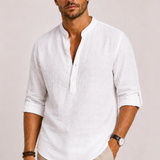 Montvero | Chemise en Lin Homme à Col Mao Élégante