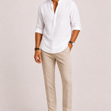 Montvero | Chemise en Lin Homme à Col Mao Élégante