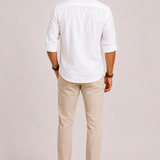 Montvero | Chemise en Lin Homme à Col Mao Élégante