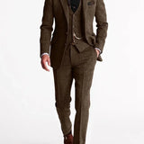 Montvero | Costume Trois Pièces Tweed Ajusté Homme