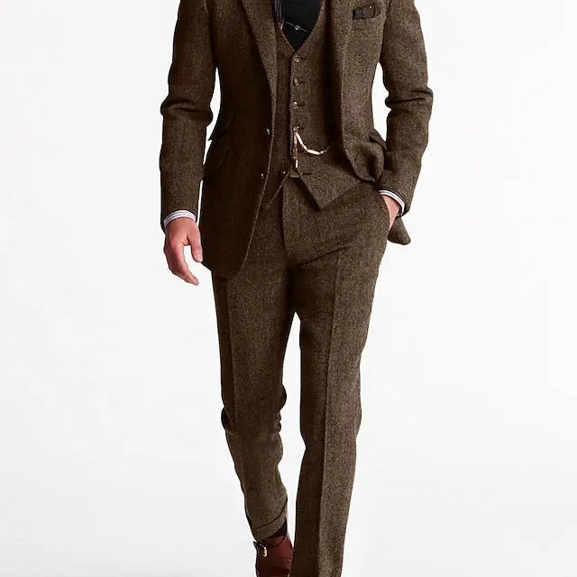 Montvero | Costume Trois Pièces Tweed Ajusté Homme