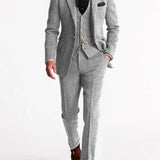 Montvero | Costume Trois Pièces Tweed Ajusté Homme