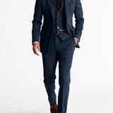 Montvero | Costume Trois Pièces Tweed Ajusté Homme