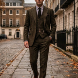 Montvero | Costume Trois Pièces Tweed Ajusté Homme